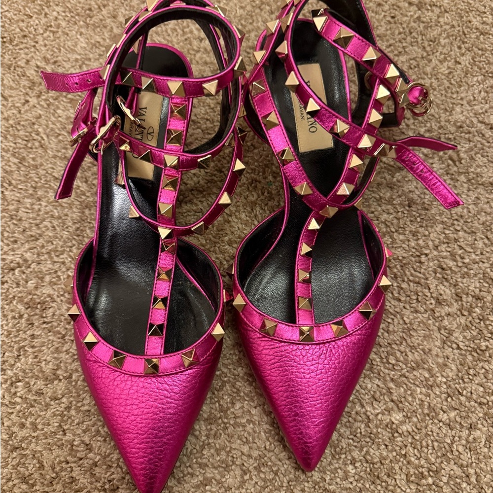 Valentino Fuchsia Studded Heels